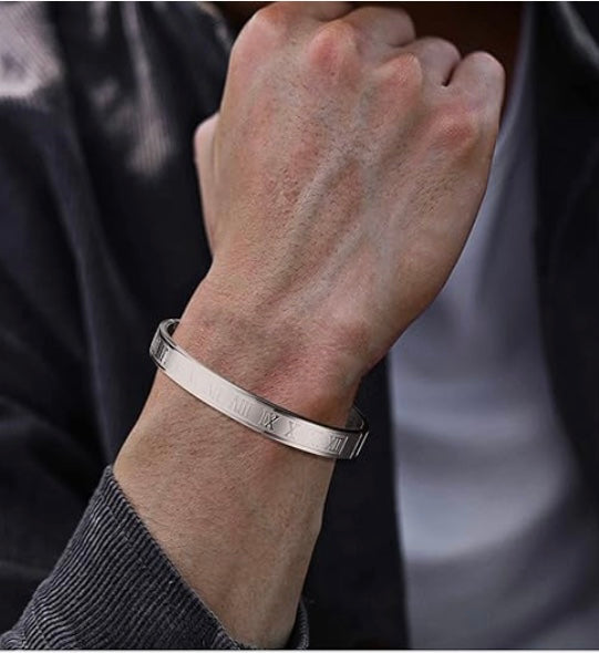 Roman Numeral Bangle Bracelet