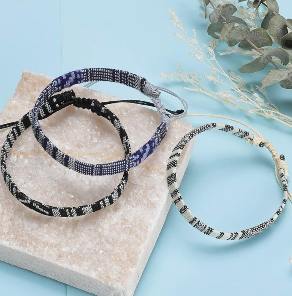 Boho Braided Adjustable Woven Bracelets Set/3