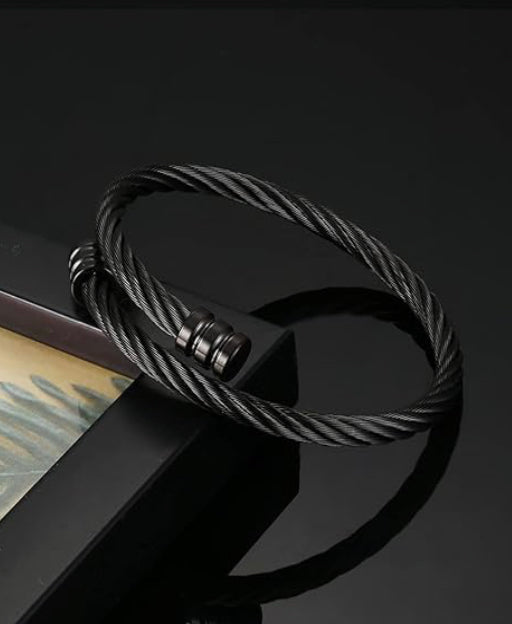 Black Twisted Cable Bangle Bracelet