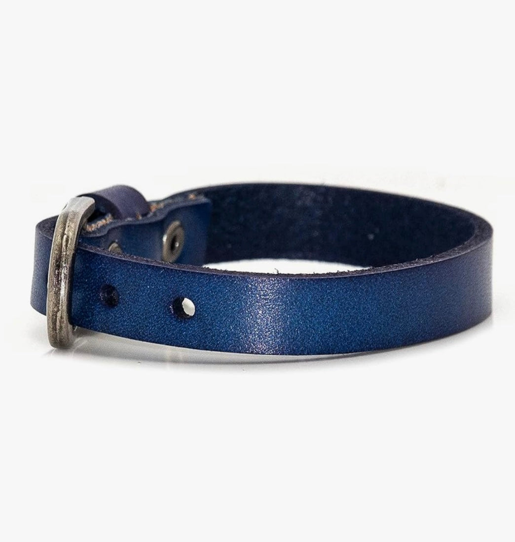 Buckle Bangle Blue Leather Wristhand Bracelet