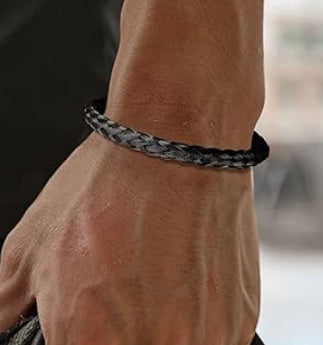 Black Braided Cuff Style Bracelet