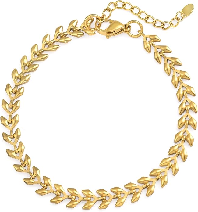 14K Gold Arrow Pattern Bracelet