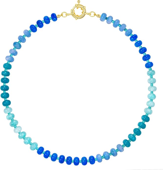 Ocean Blue Bead Choker Necklace