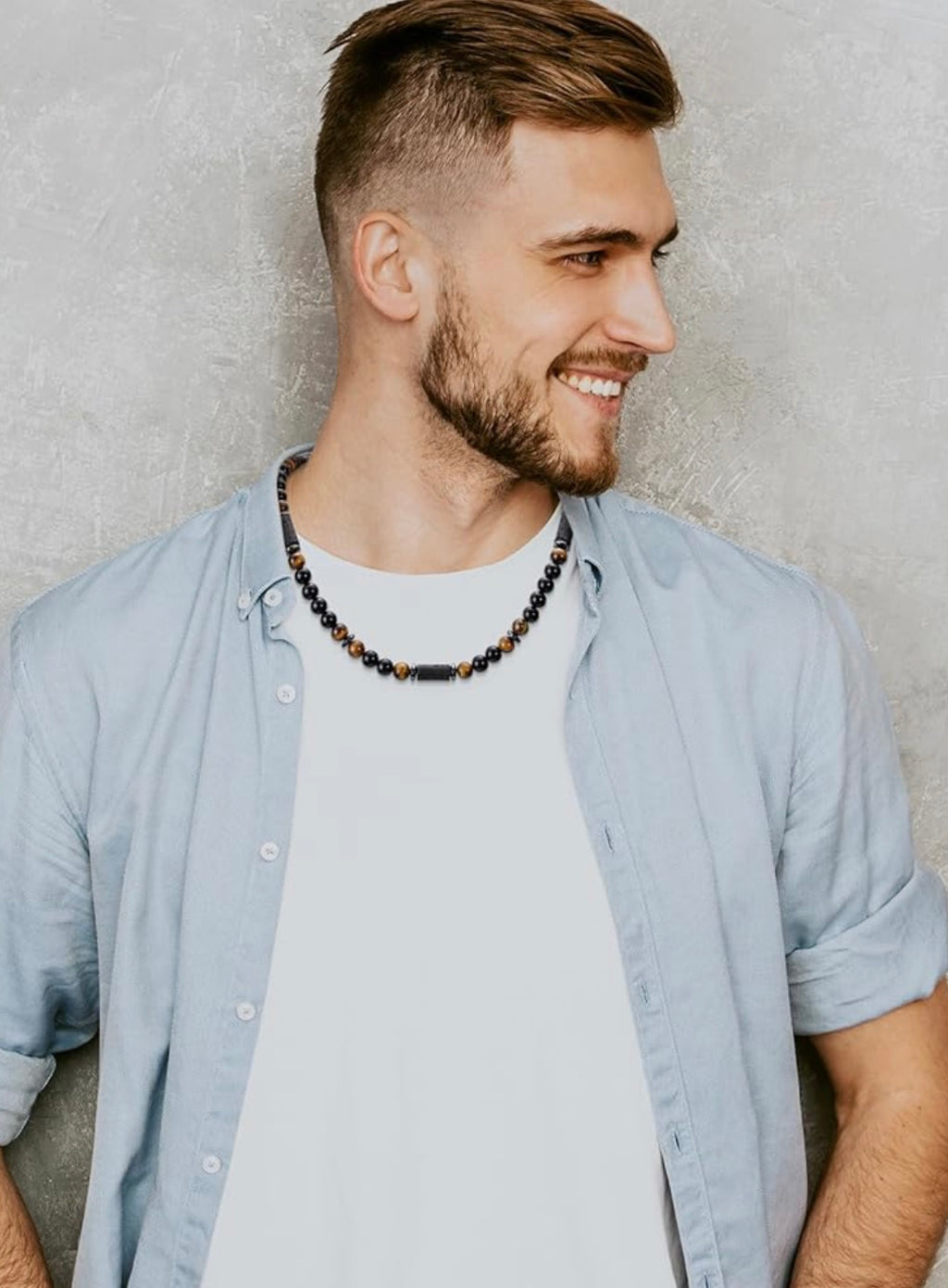 Tiger Eye and Lava Stone Necklace