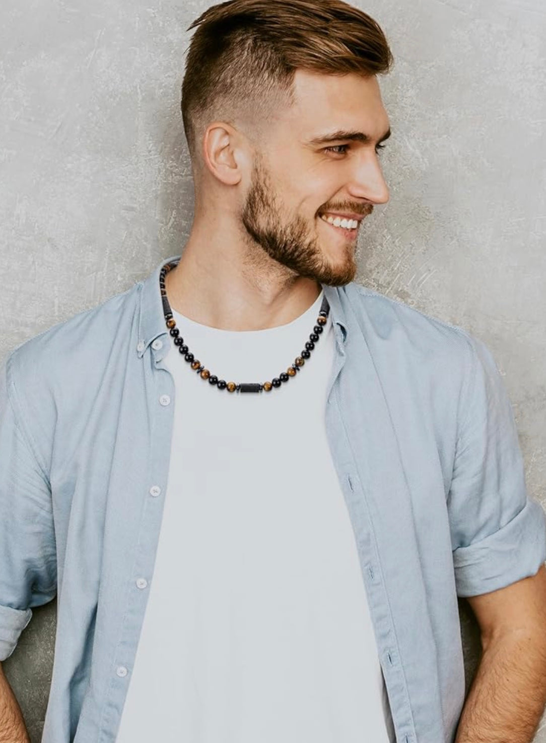 Tiger Eye and Lava Stone Necklace