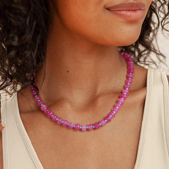 Pink Berry Bead Choker Necklace