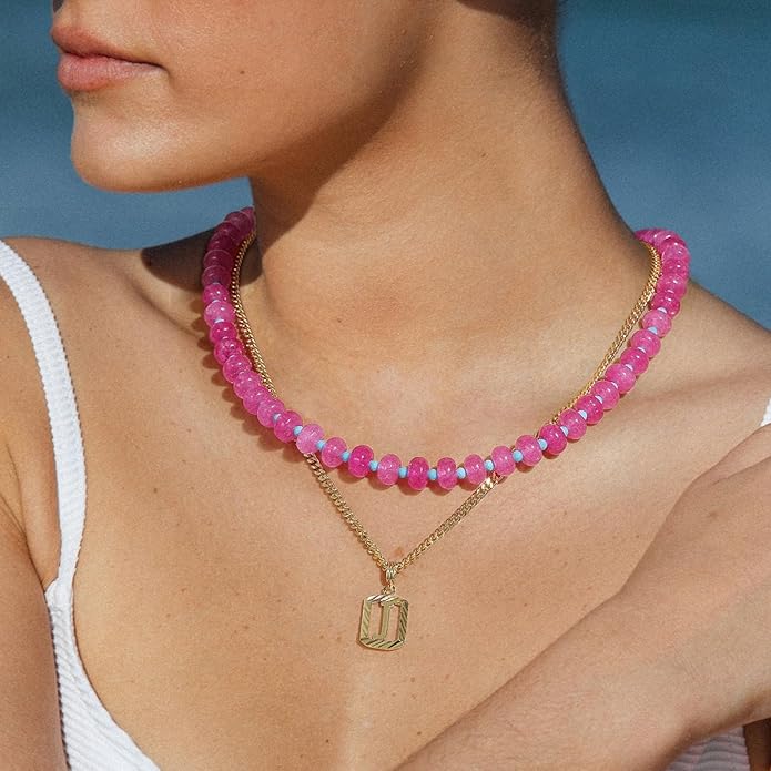 Pink Berry Bead Choker Necklace