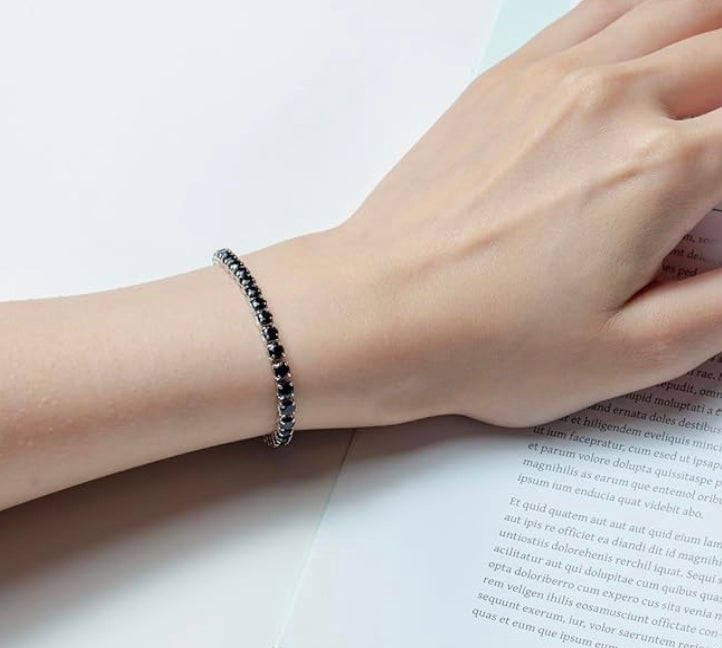 Silver Tennis Bracelet Black 2