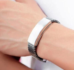 Silver Stainless Steel Curb Chain Bangle Bracelet