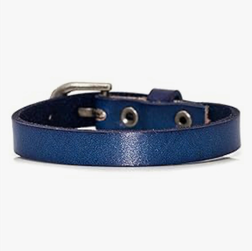 Buckle Bangle Blue Leather Wristhand Bracelet