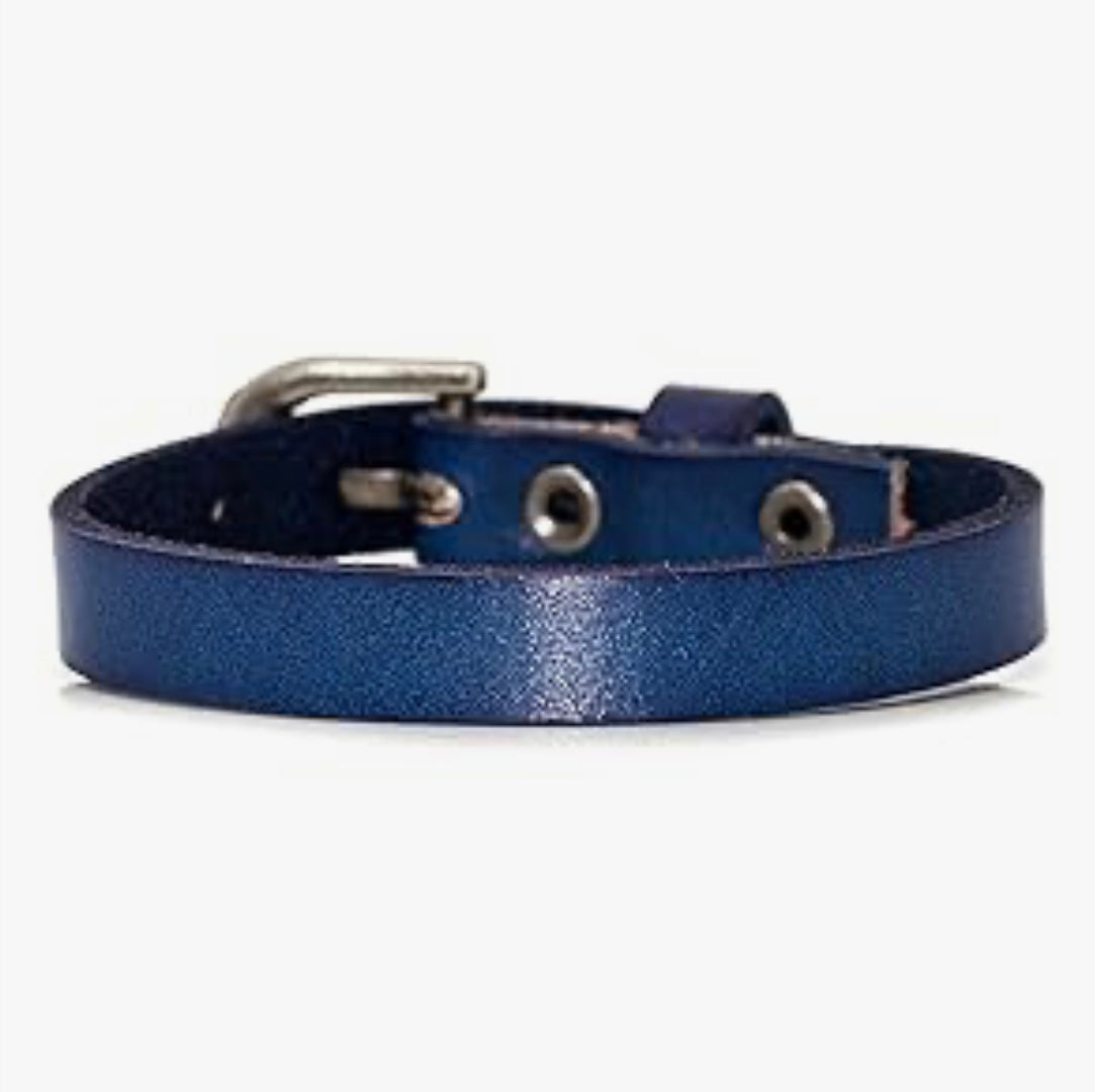 Buckle Bangle Blue Leather Wristhand Bracelet