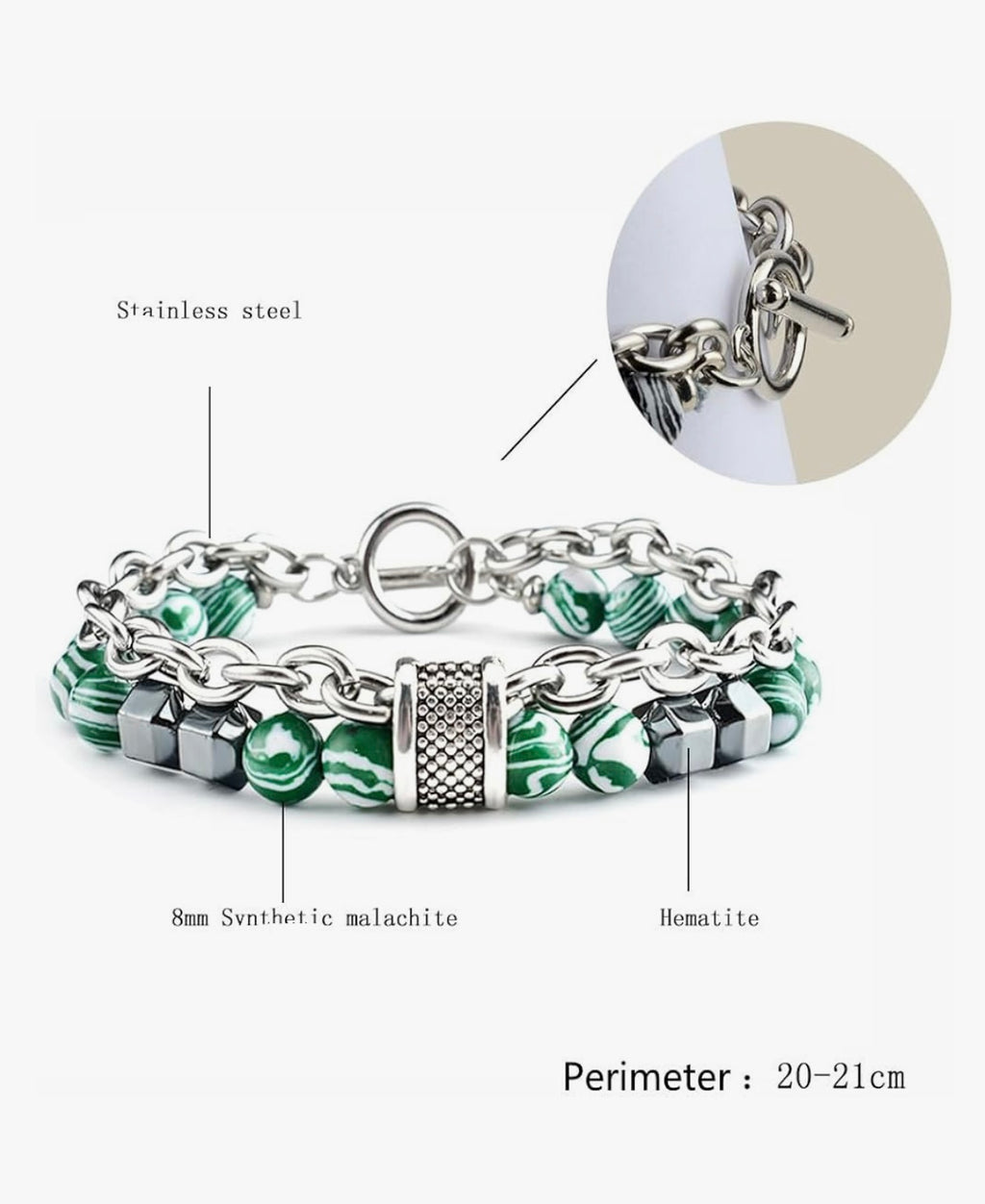 Green Malachite Beaded Chain Bracelet