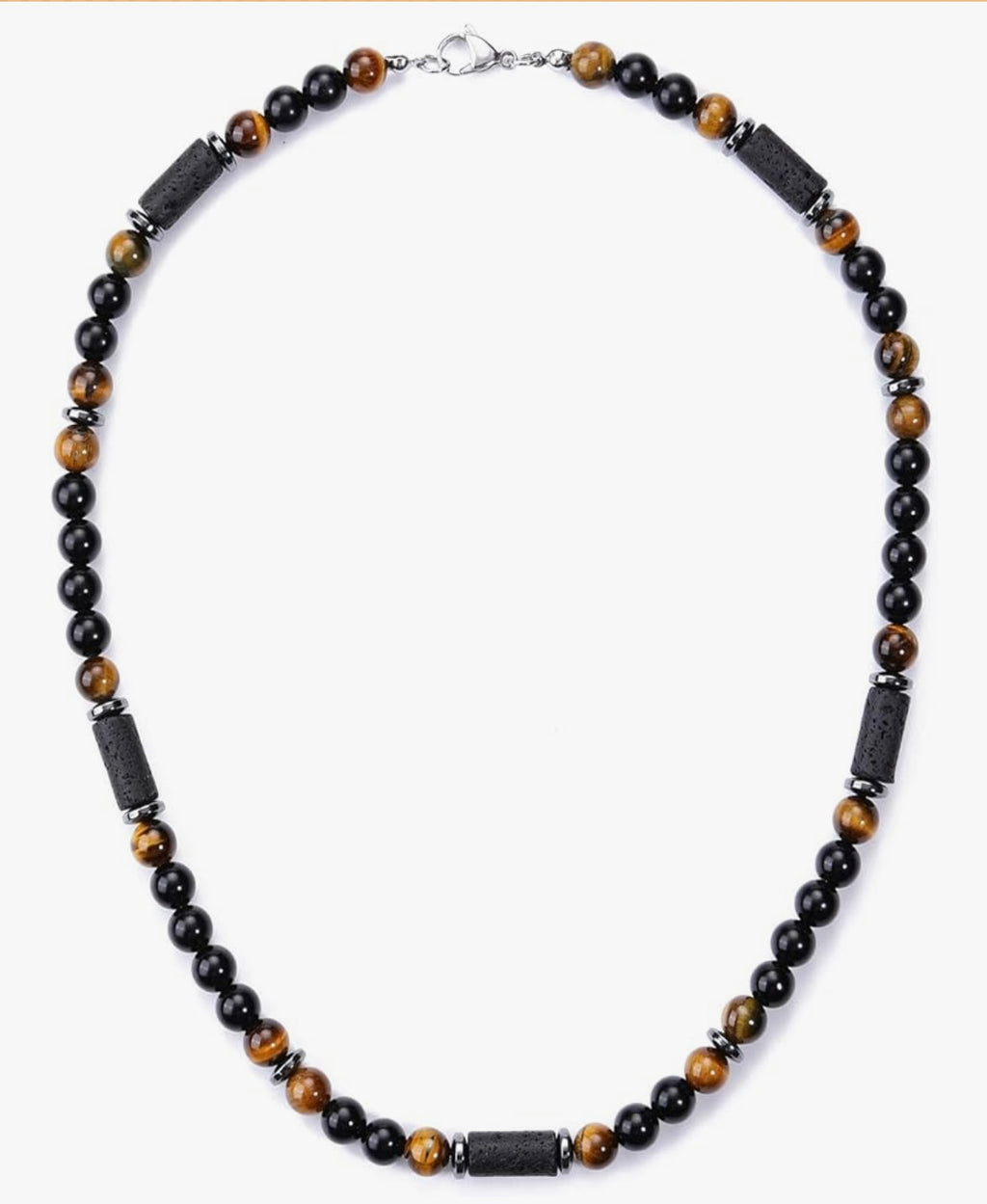 Tiger Eye and Lava Stone Necklace