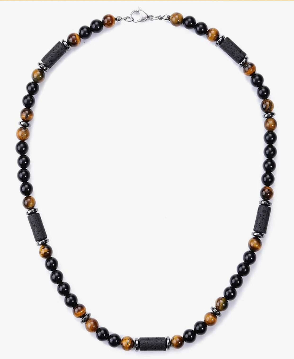 Tiger Eye and Lava Stone Necklace