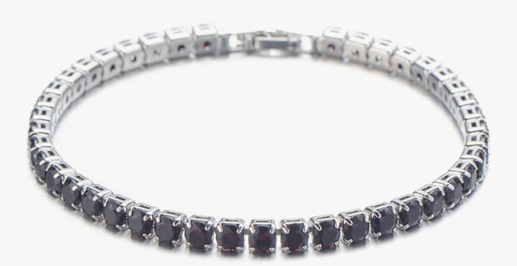 Silver Tennis Bracelet Black 2