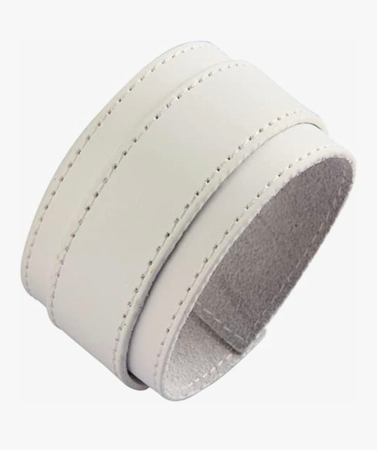 White Leather Buckle Cuff Bracelet