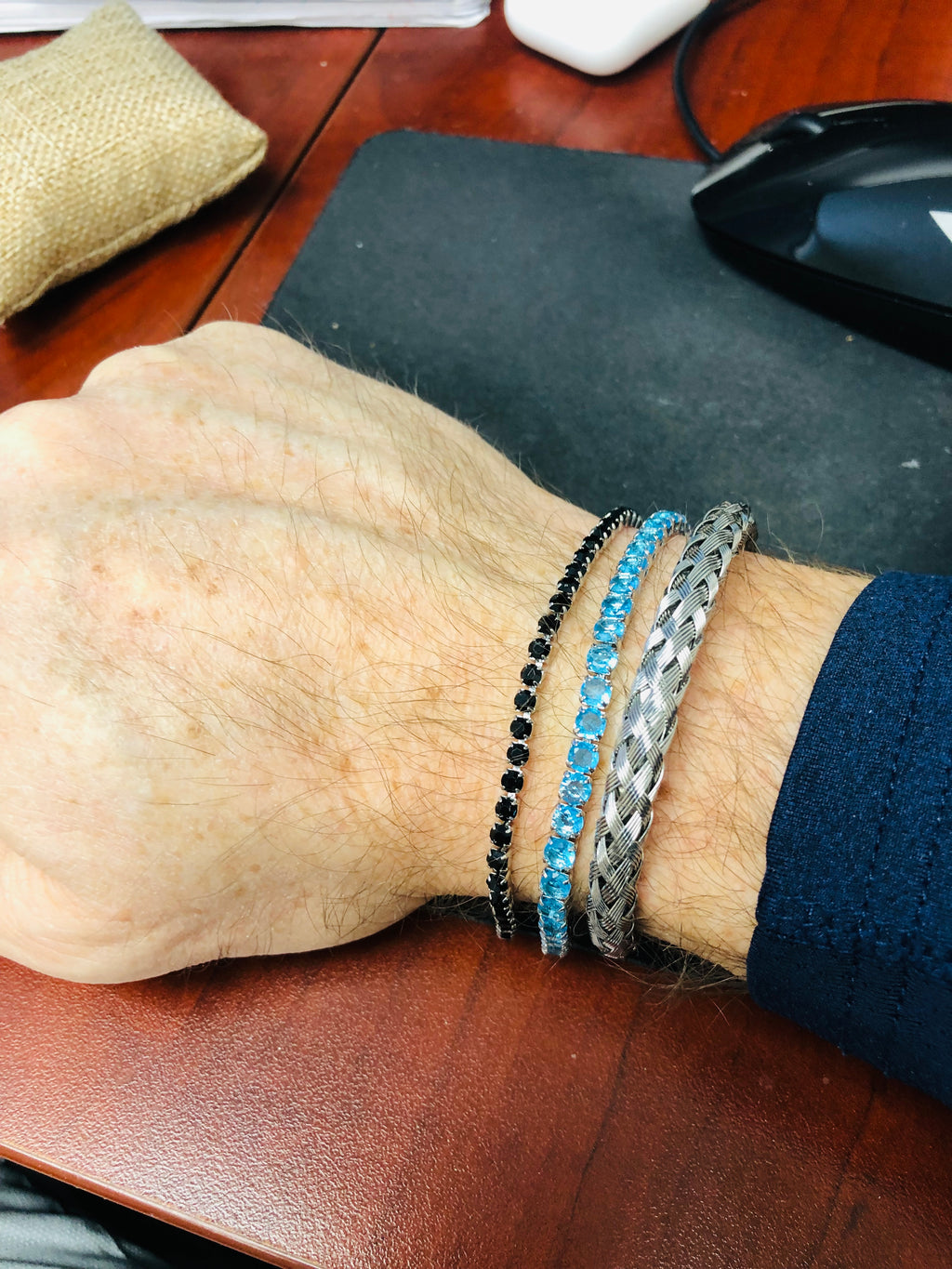 Silver Tennis Bracelet Aquamarine