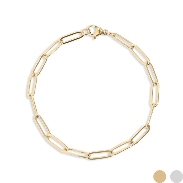 18K Gold PVD Stainless Steel Paperclip Chain Bracelet