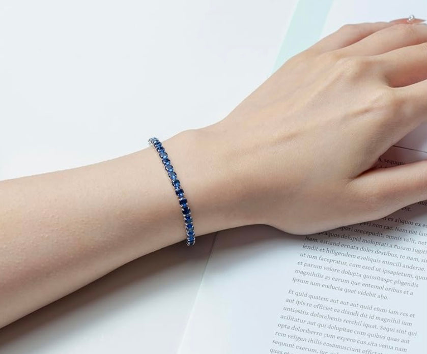 Silver Tennis Bracelet Sapphire
