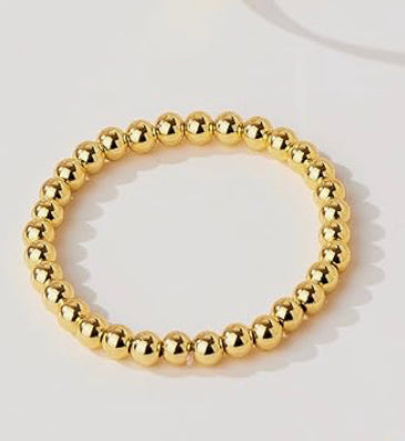 Gold Ball Style Stretch Metal Beaded Stretch Bracelet