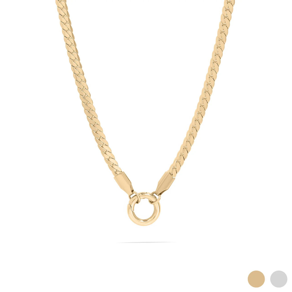 Stainless Steel Curb Chain Charm Holder Necklace