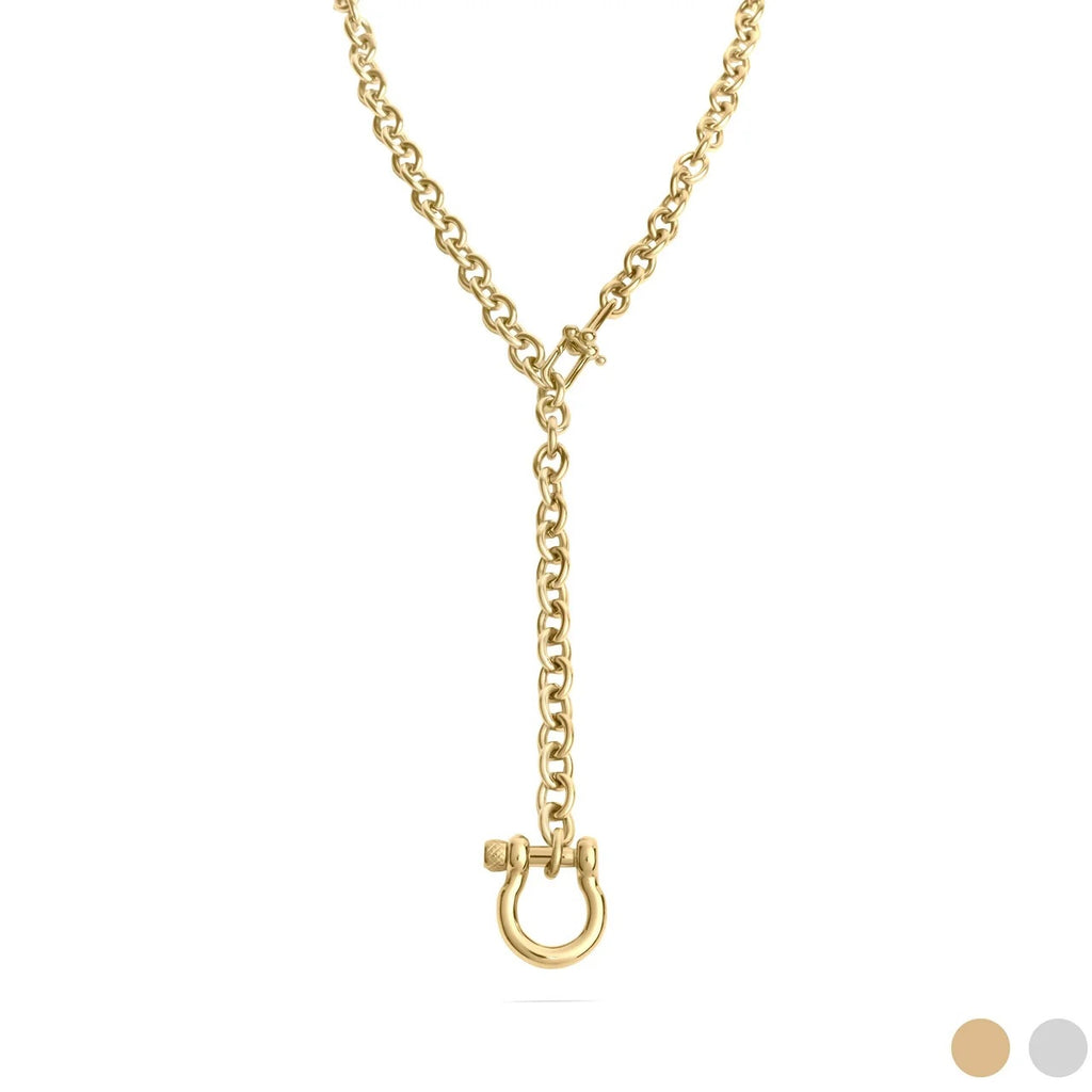 Y Necklace with Horse Shoe Carabiner