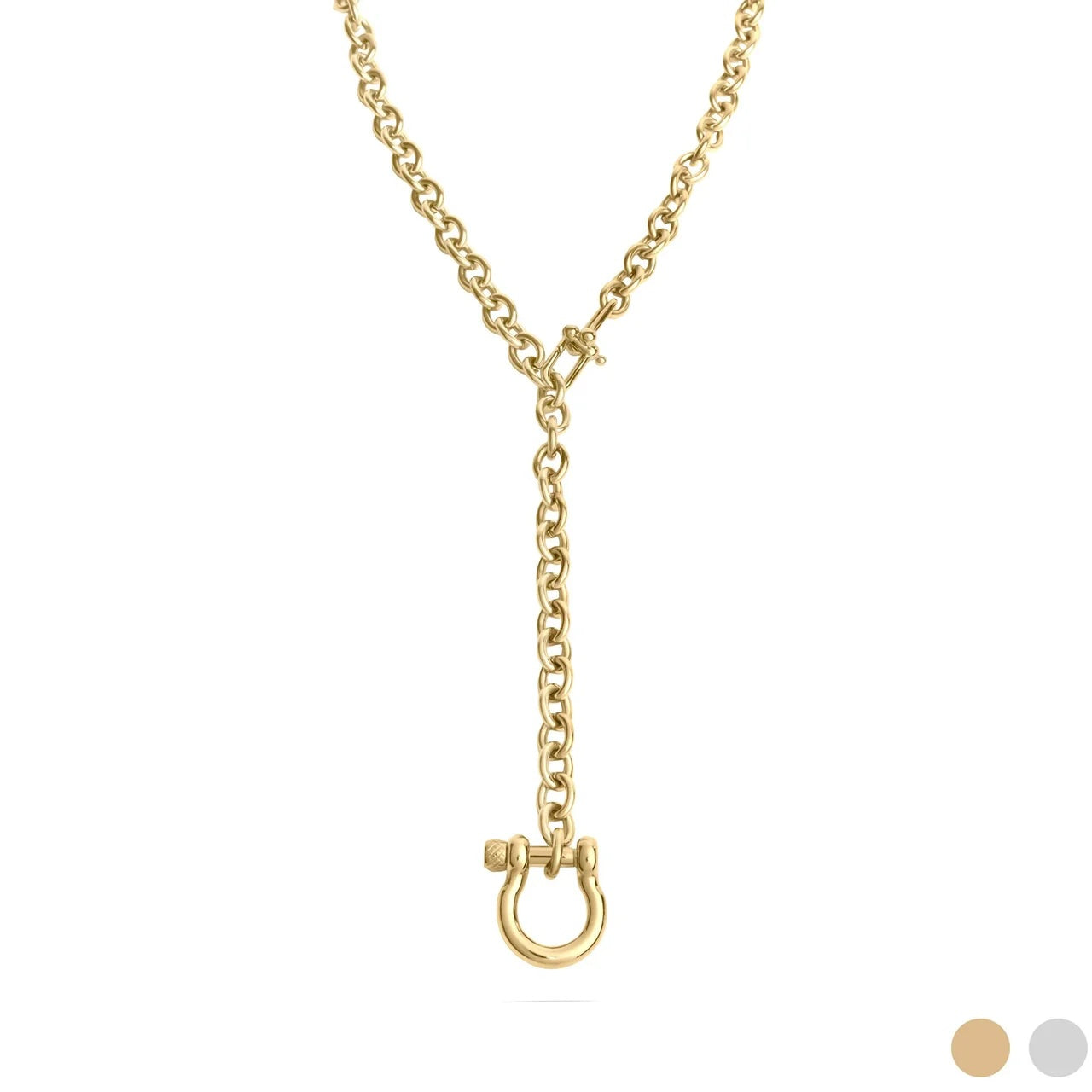 Y Necklace with Horse Shoe Carabiner