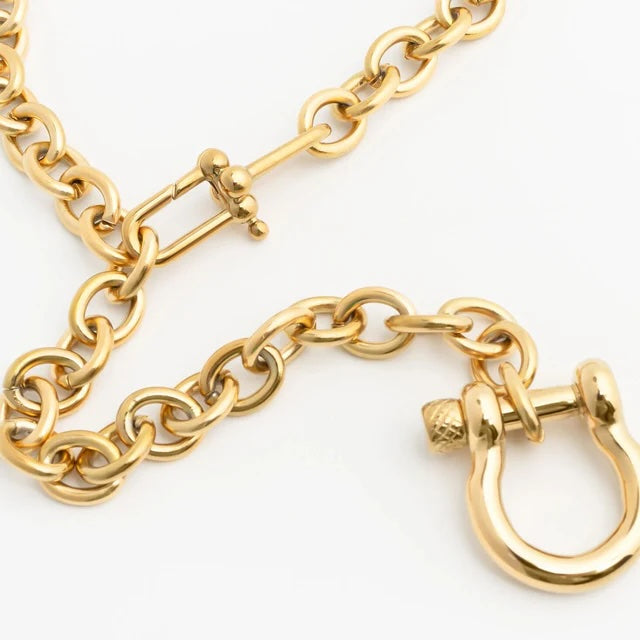 Y Necklace with Horse Shoe Carabiner
