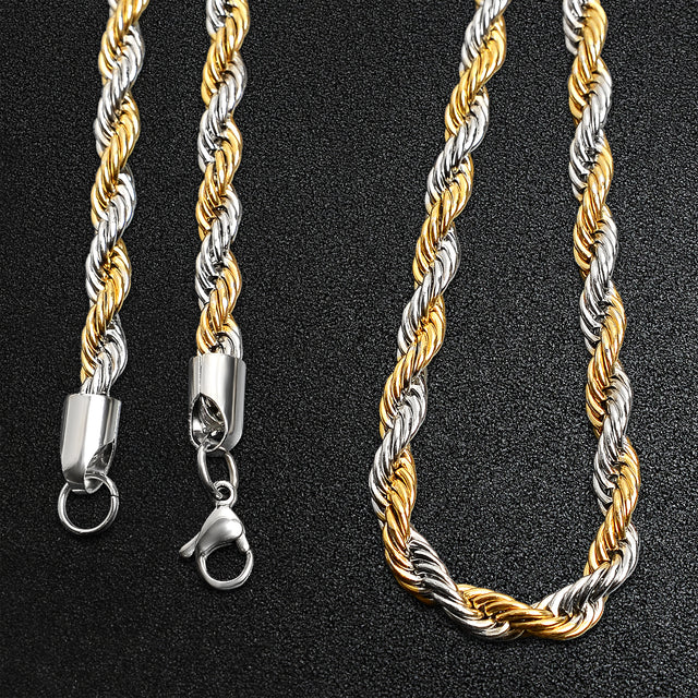 Mixed Metal Rope Chain Necklace