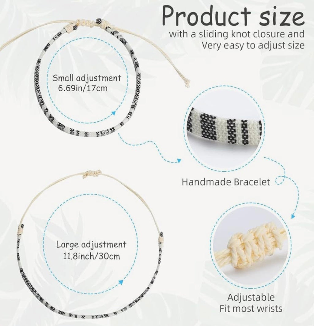 Boho Braided Adjustable Woven Bracelets Set/3