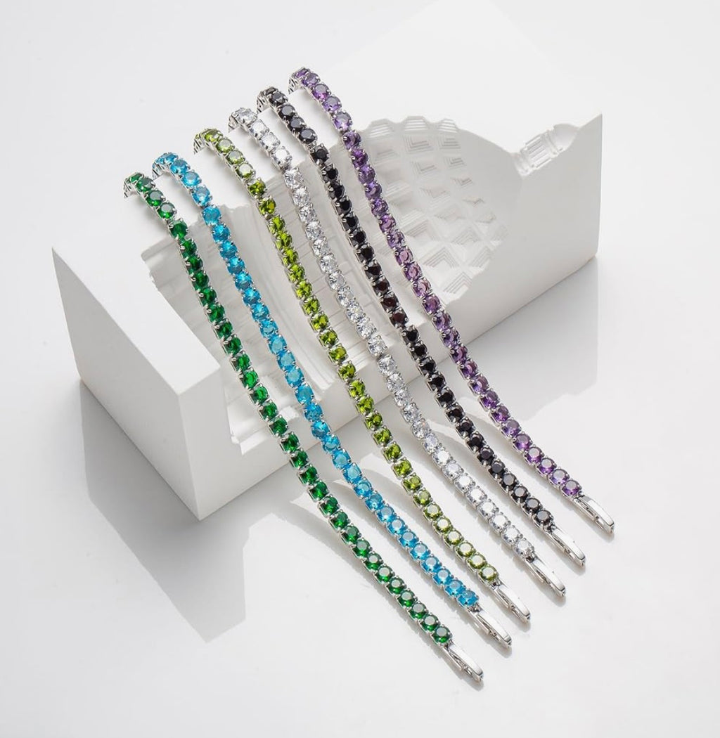 Silver Tennis Bracelet Sapphire