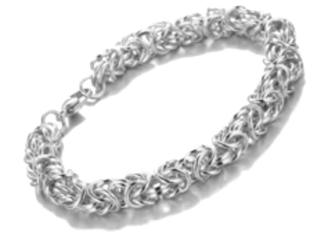 Silver Stainless Steel Byzantine Link Chain Bracelet