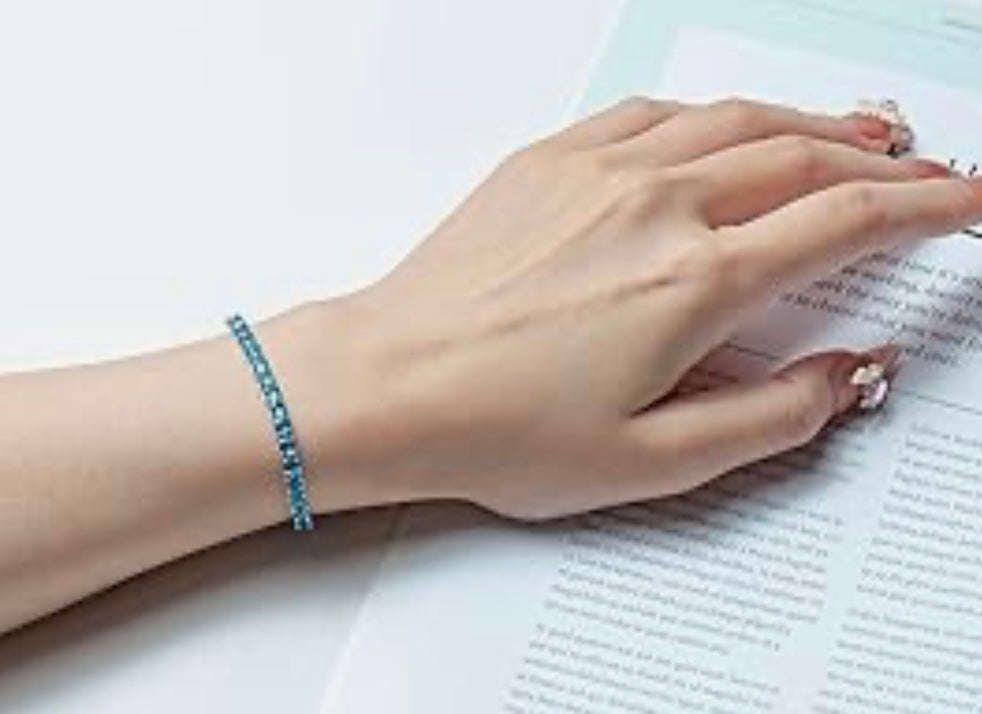 Silver Tennis Bracelet Aquamarine