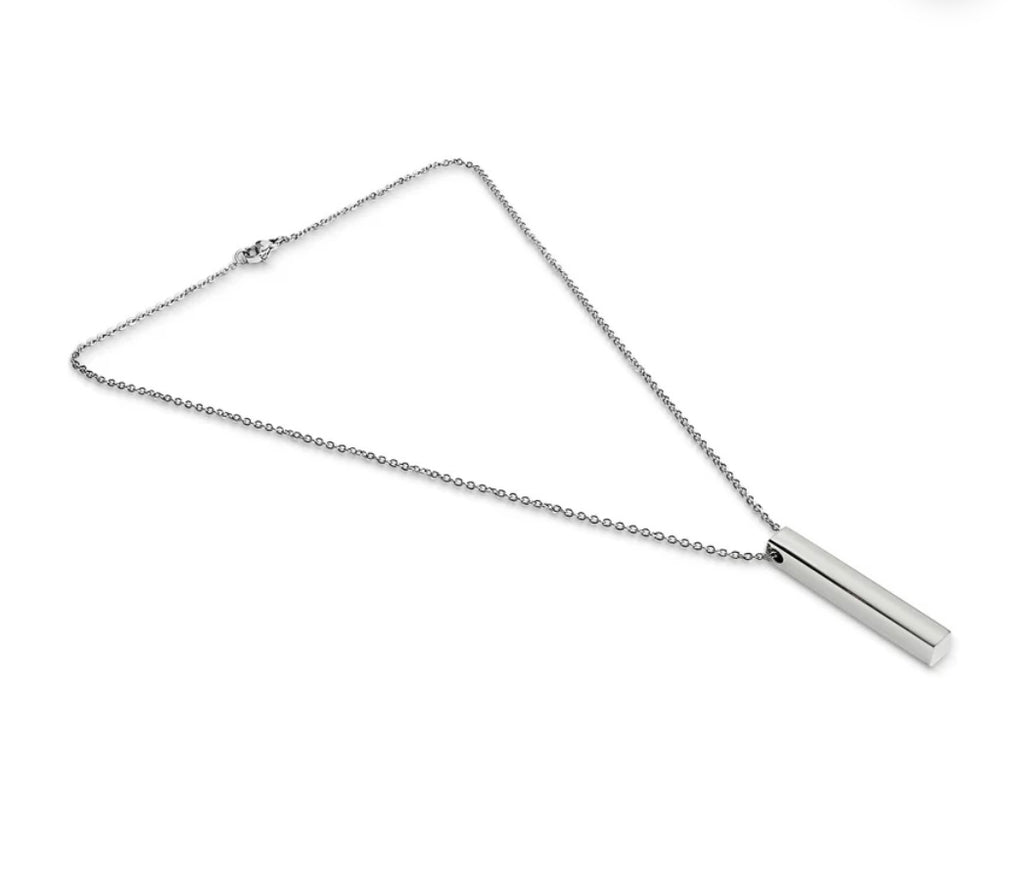 Stainless Steel Square 4 Sided Vertical Blank Bar Necklace
