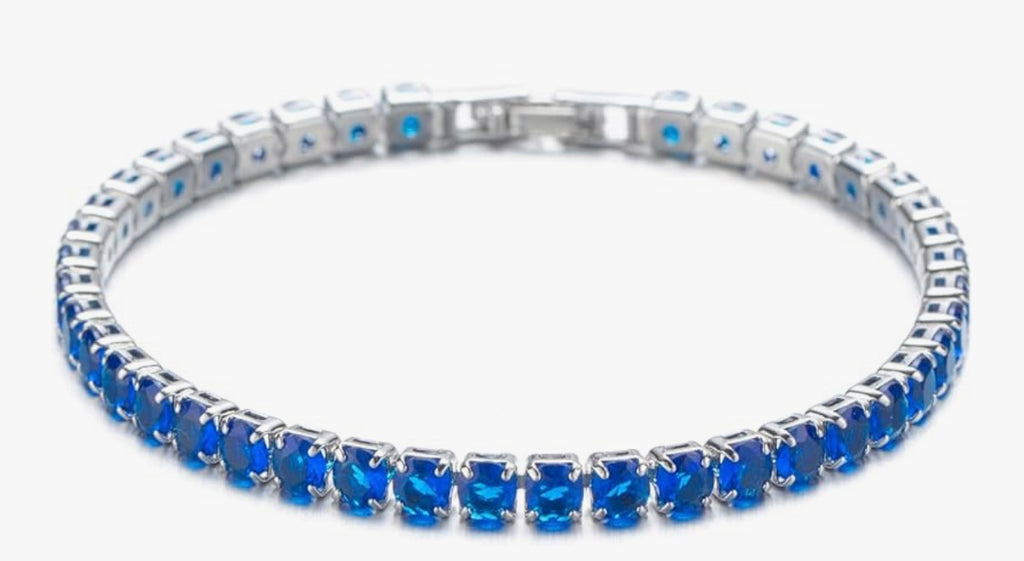 Silver Tennis Bracelet Sapphire