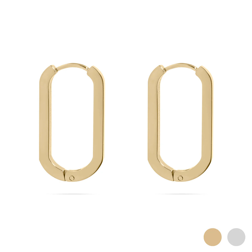 Long Oval Huggie Earrings
