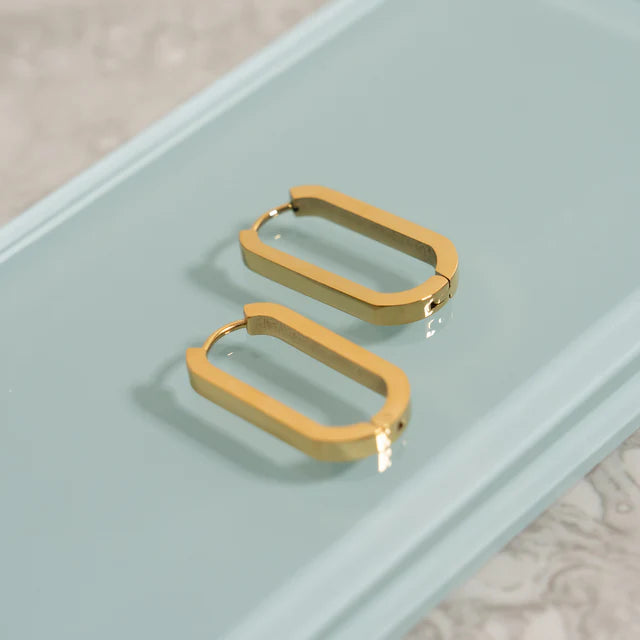 Long Oval Huggie Earrings