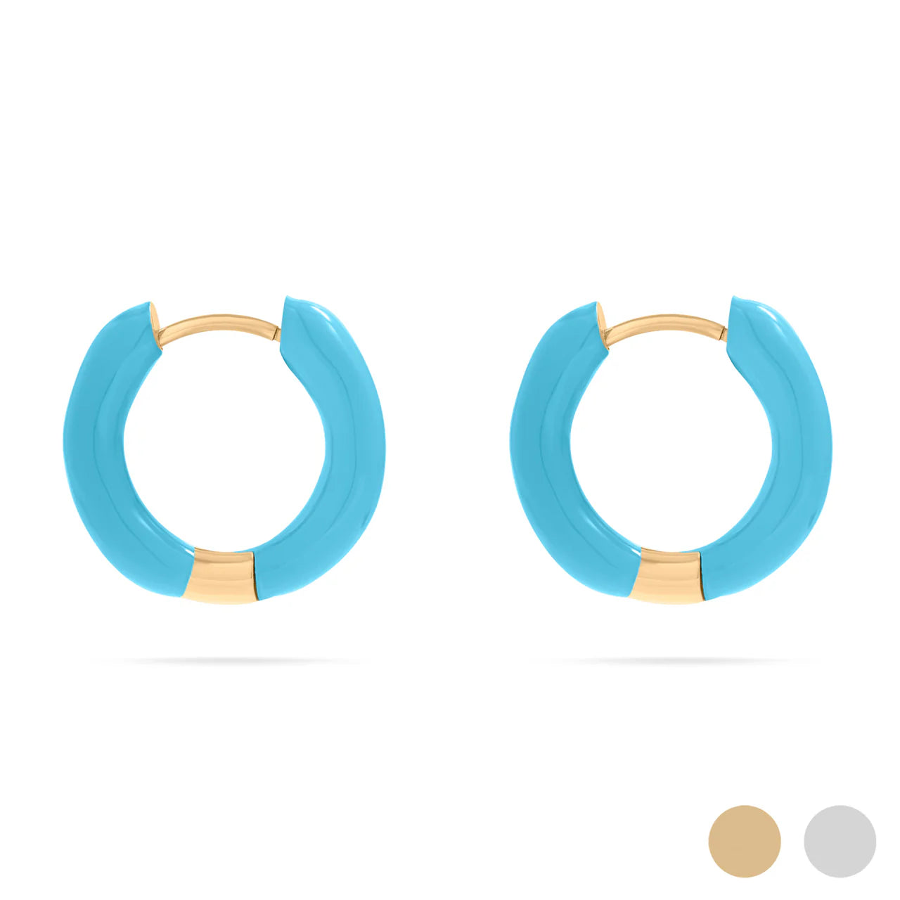 Blue Epoxy Huggie Hoop Earrings