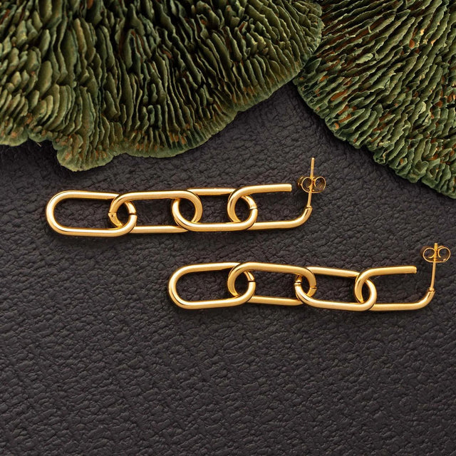 Stainless Steel Dangle Paperclip Stud Earrings