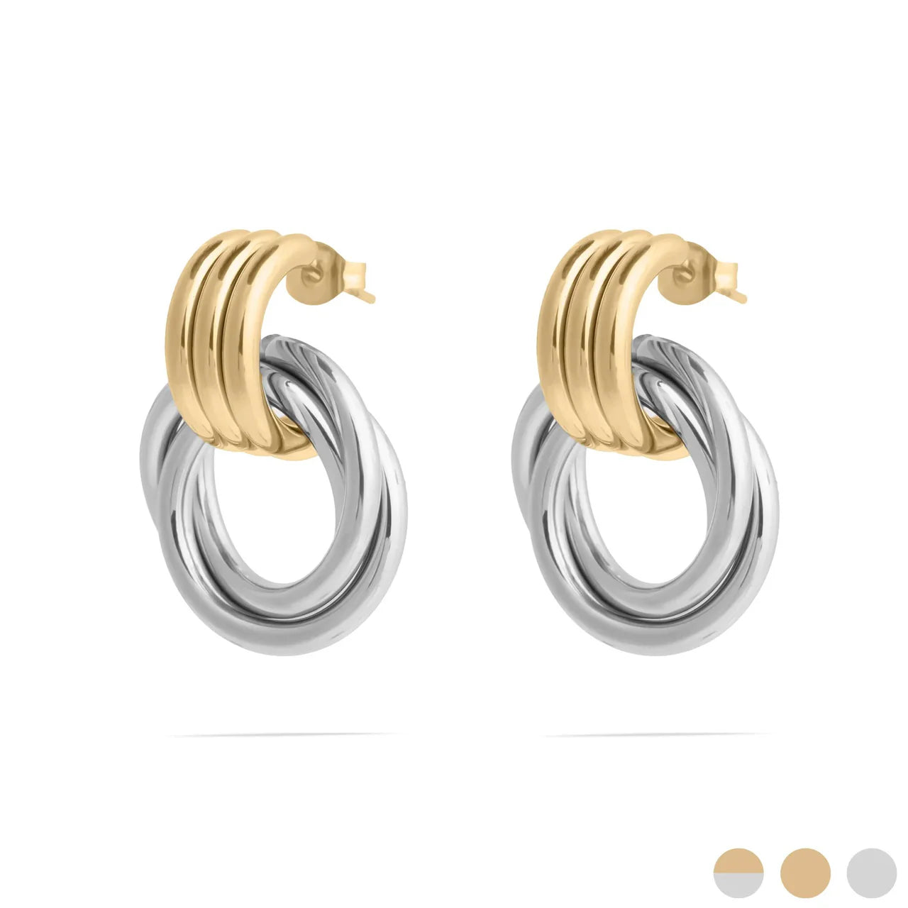 Stainless Steel Double Round Stud Earring