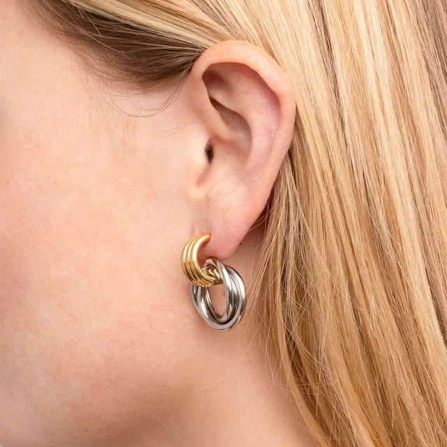 Stainless Steel Double Round Stud Earring
