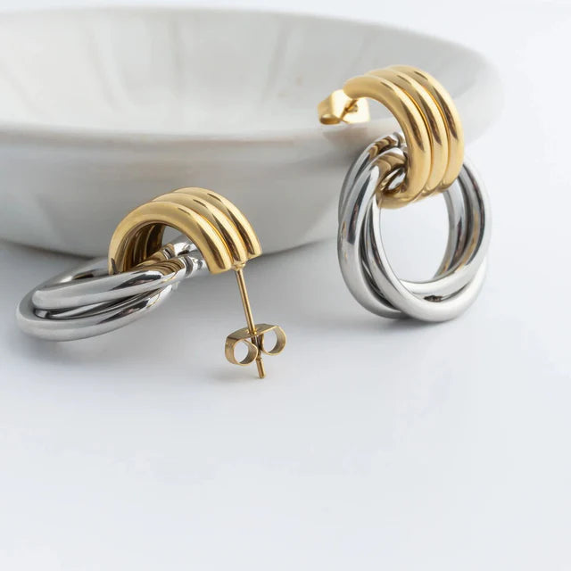 Stainless Steel Double Round Stud Earring