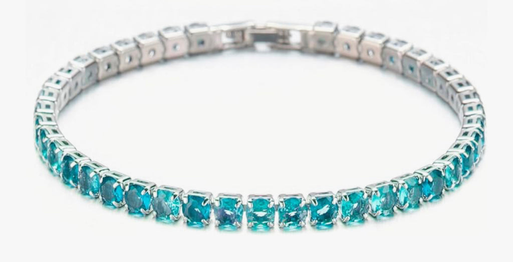 Silver Tennis Bracelet Aquamarine