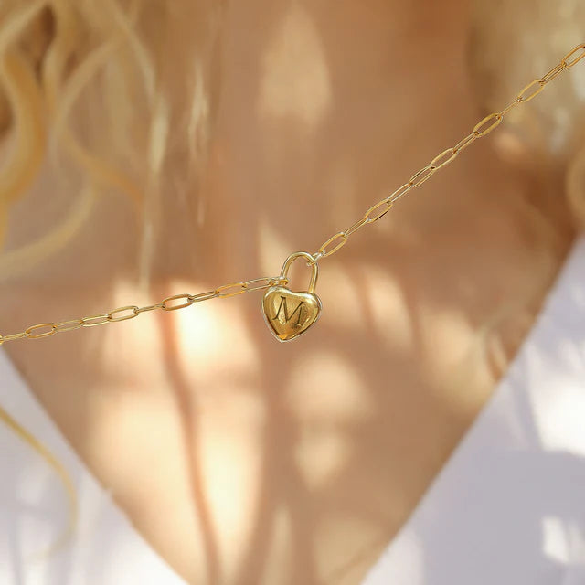 Naomi Heart Padlock Charm Necklace