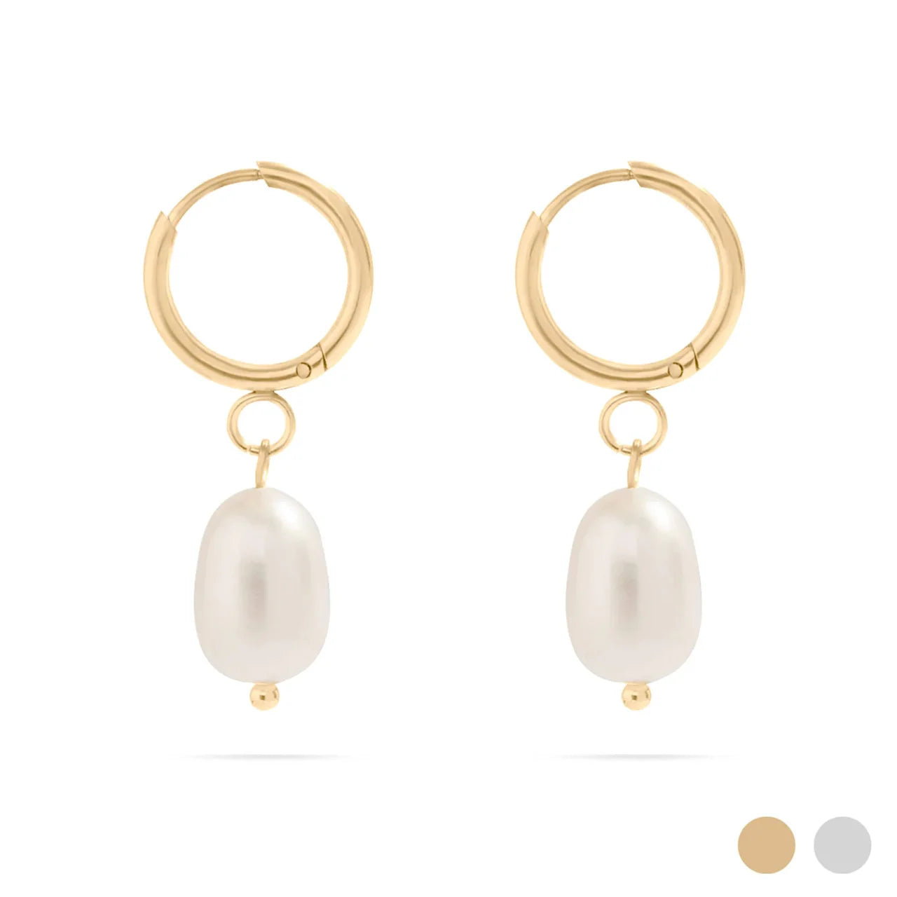 Huggie Hoop with Freshwater Pearl Earring