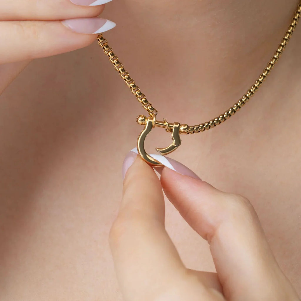 Horse Shoe Carabiner Charm Holder Necklace