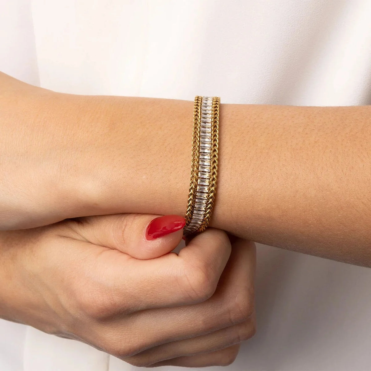 Border Square CZ Stone Tennis Bracelet- Will Randall Jewelry