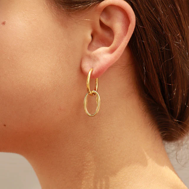 Interlocked Oval Pendant Earrings