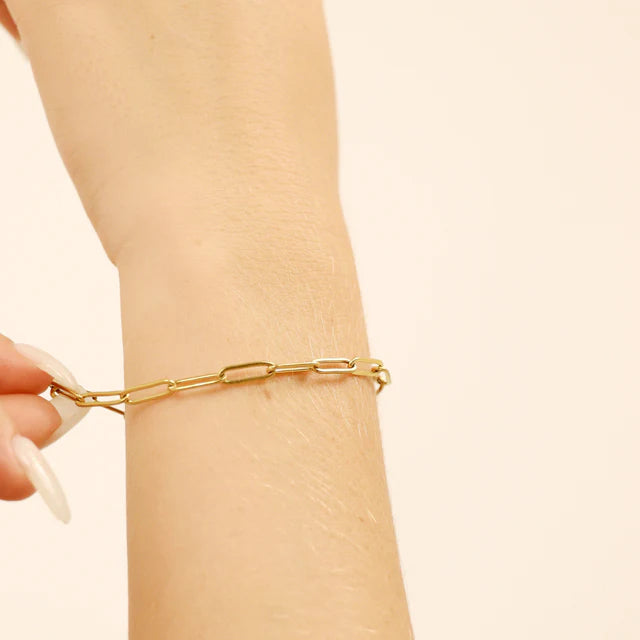 18K Gold PVD Stainless Steel Paperclip Chain Bracelet