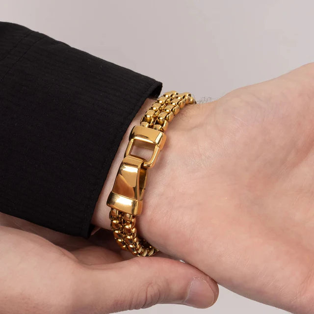 Double Chain Metal Clasp Bracelet